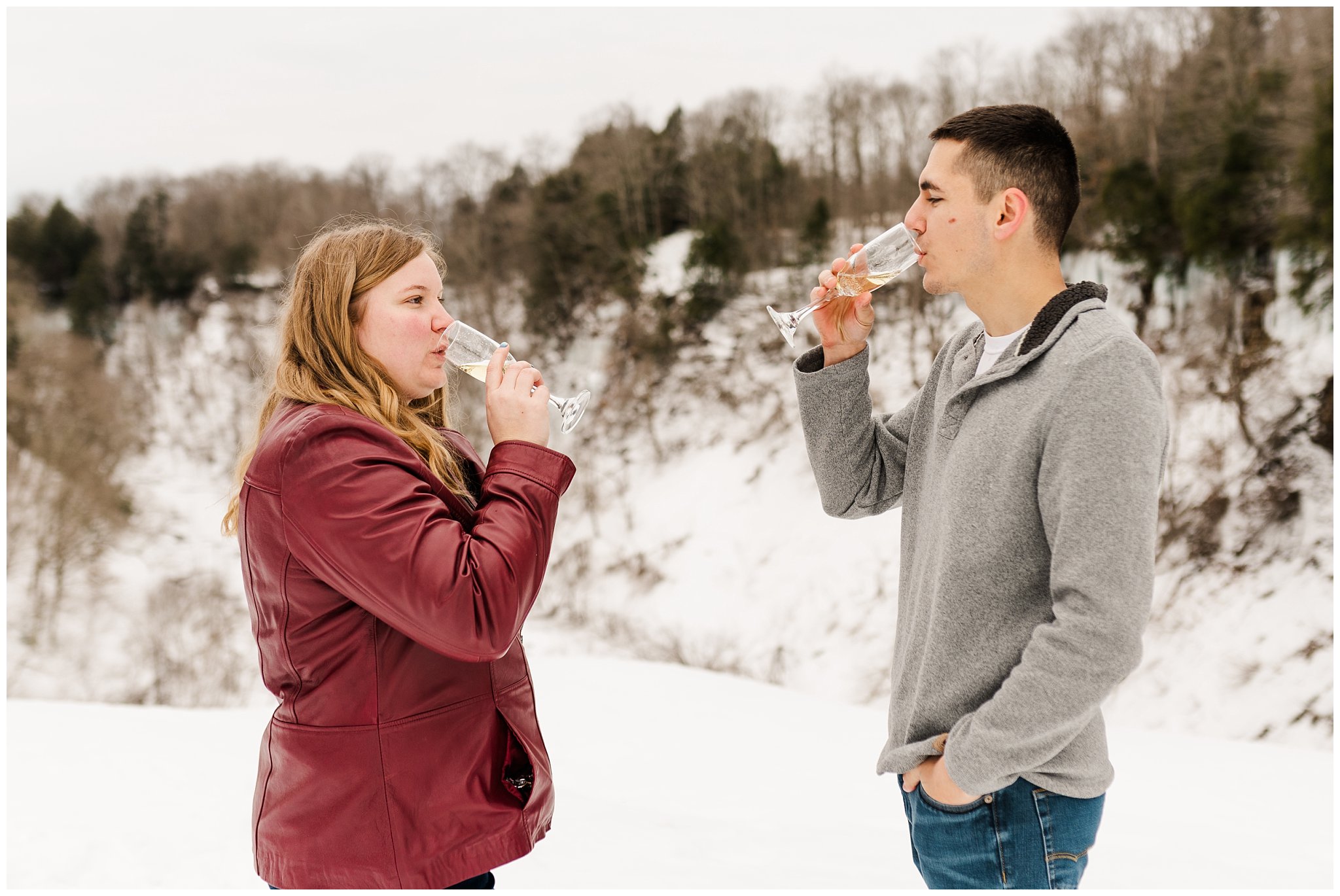 Engagement Session Ideas,Joanna Young Photography,Salmon River Ralls,Waterfall Engagement Photos,Wedding Photographer,Winter Engagement Session,